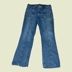 Y2K Gap Universal Baby Boot Jeans Blue High Rise Front Seam Patch Pocket 12/31R